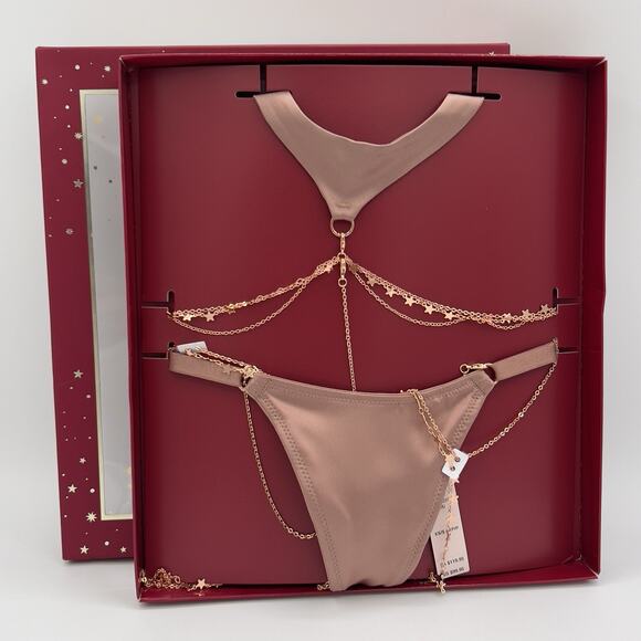 Victoria's Secret Very Sexy Starstruck Body Chain Playsuit Nude/Rose Gold XS/S - Picture 1 of 7